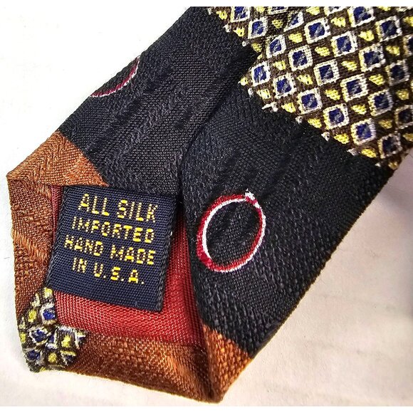 Vintage XMI Silk Handmade Tie Geometric Pattern Imported USA Mens Accessory - Picture 2 of 7